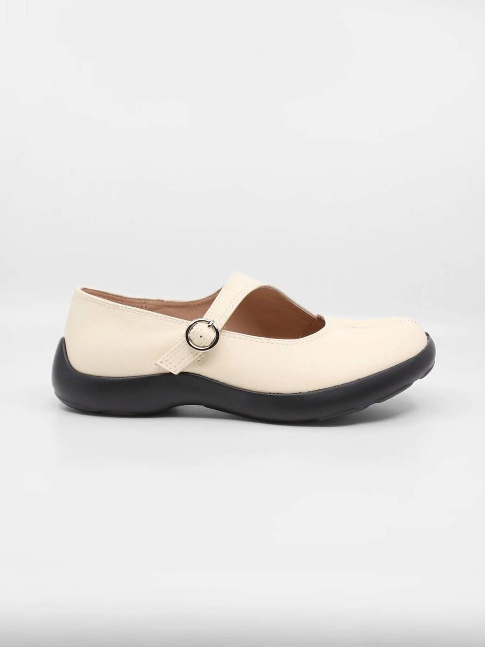 NEW ALL BLACK women's split toe mary jane flat in beige